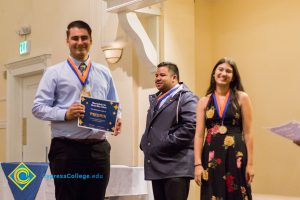 Students on stage at Associated Students banquet