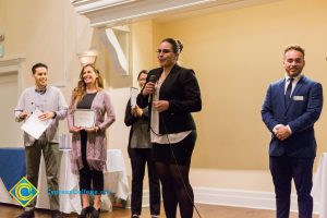 Students onstage at Associated Students banquet