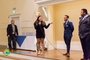 Students onstage at Associated Students banquet