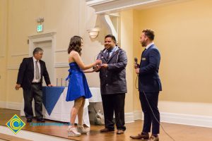 Students onstage at Associated Students banquet