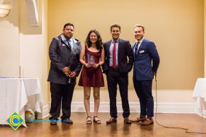 Students onstage at Associated Students banquet