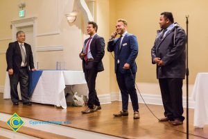 Students onstage at Associated Students banquet