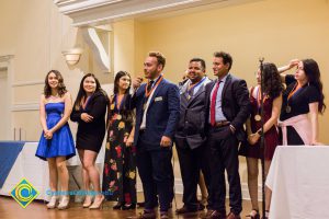 Students on stage at Associated Students banquet