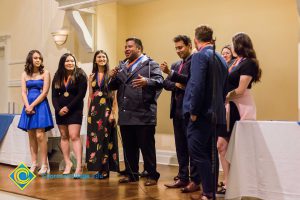 Students on stage at Associated Students banquet