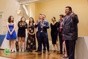 Students on stage at Associated Students banquet