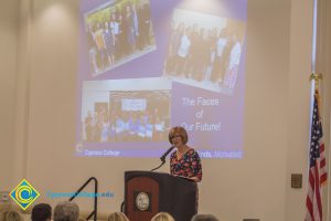 Joanna Schilling speaking at the West Orange County Women's Conference.