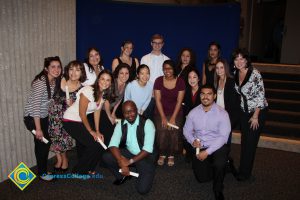 A group of students with staff at the 2015 Scholarship Awards.