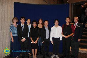 A group of students with staff at the 2015 Scholarship Awards.