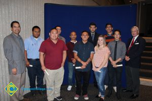 A group of students with staff at the 2015 Scholarship Awards.