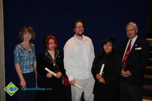 A group of students with staff at the 2015 Scholarship Awards.