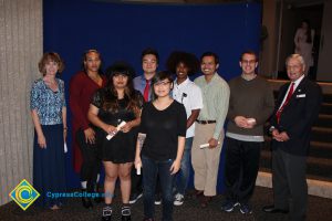 A group of students with staff at the 2015 Scholarship Awards.