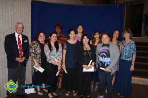 A group of students with staff at the 2015 Scholarship Awards.