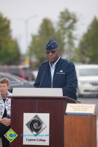 Veteran speaking at 2016 Veteran's Day Anniversary.