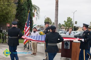 Flag folding at 2016 Veteran's Day Anniversary.