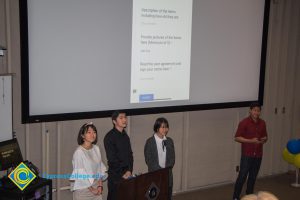 Group of four students giving presentation at the Ideathon event.