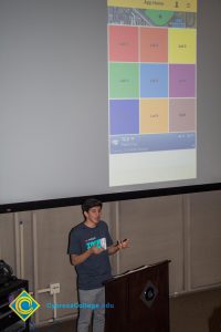 Student speaking at the Ideathon event.