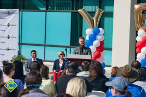 Man with a beard speaking at Veteran's Resource Center Groundbreaking.