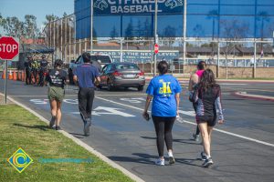 Participants of the 3rd Annual Veteran's 5k walking around College Circle Drive.