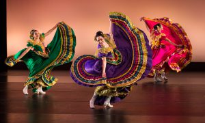 Folklórico dancers with their beautiful colorful dresses.