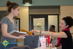 Student being assisted during Majors2Careers event.