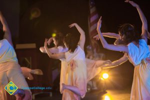 Dancers performing on stage at the 2018 Yom HaShoah event.