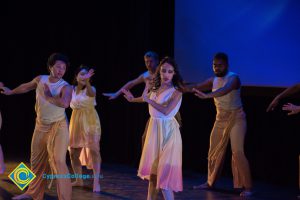 Dancers performing on stage at the 2018 Yom HaShoah event.