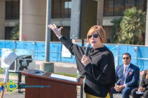 Dr. JoAnna Schilling speaking at the SEM Groundbreaking ceremony.