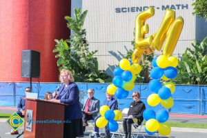 Dr. Cheryl Marshall speaking to audience at SEM Groundbreaking ceremony.