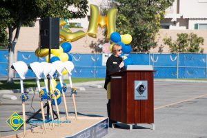 Dr. JoAnna Schilling speaking to audience of SEM Groundbreaking ceremony.