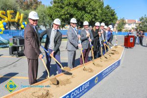 Group of men holding shovels at the SEM Groundbreaking event.