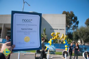 NOCC Certificate of Recognition for Cypress College.