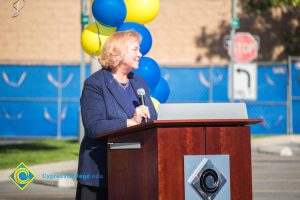 Dr. Cheryl Marshall speaking to audience at SEM Groundbreaking ceremony.