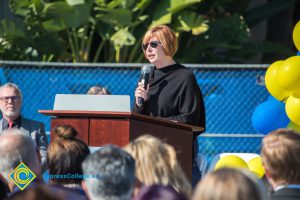 Dr. JoAnna Schilling speaking to audience of SEM Groundbreaking ceremony.