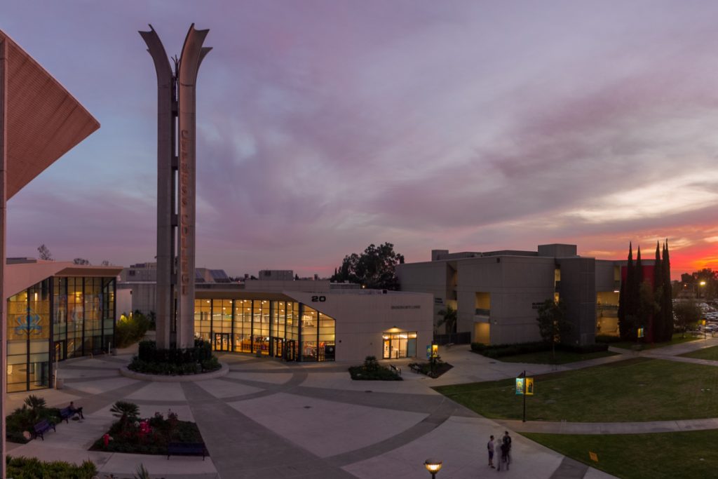 Cypress College Campanile at sunset