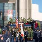 Military Color Guard leading recessional after commencement.