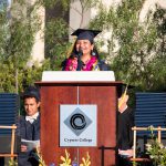 Speaker during commencement ceremony.