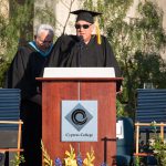 Speaker during commencement ceremony.