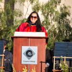 Speaker during commencement ceremony.