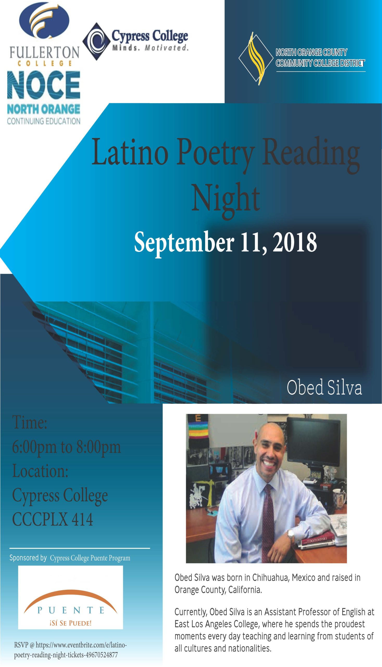 Latino Poetry Reading Night flyer