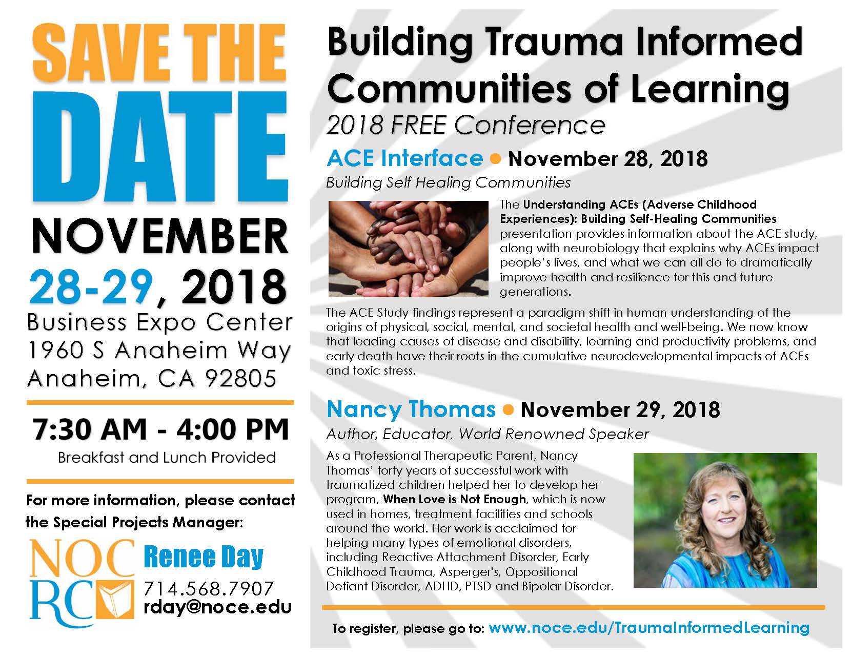 Save the Date Building Trauma Informed Communities of Learning flyer.