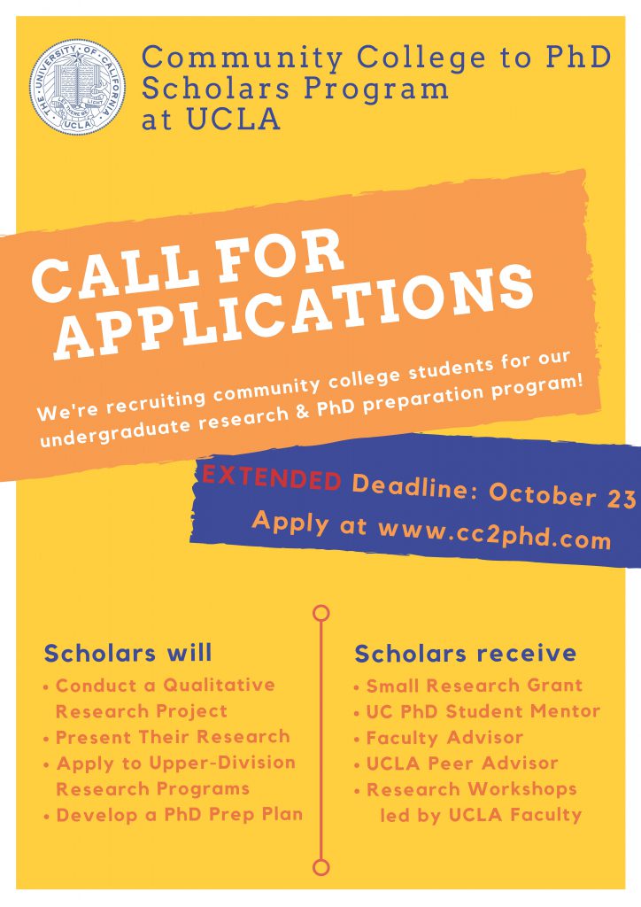 CC to PhD Scholars Program at UCLA Application Deadline Cypress College
