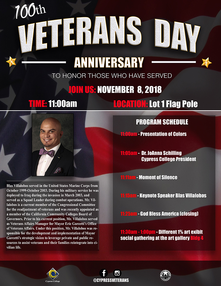 100th Veteran's Day Anniversary flyer