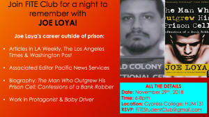 FITE Club flyer advertising a night to remember with Joe Loya.