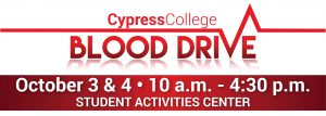Cypress College Blood Drive flyer.