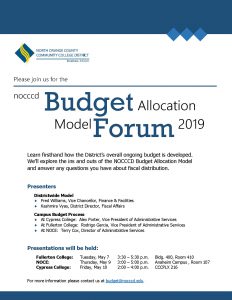 Budget Allocation Model Forum flyer