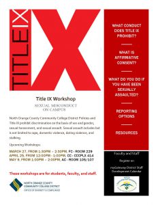 Title IX Workshop flyer.