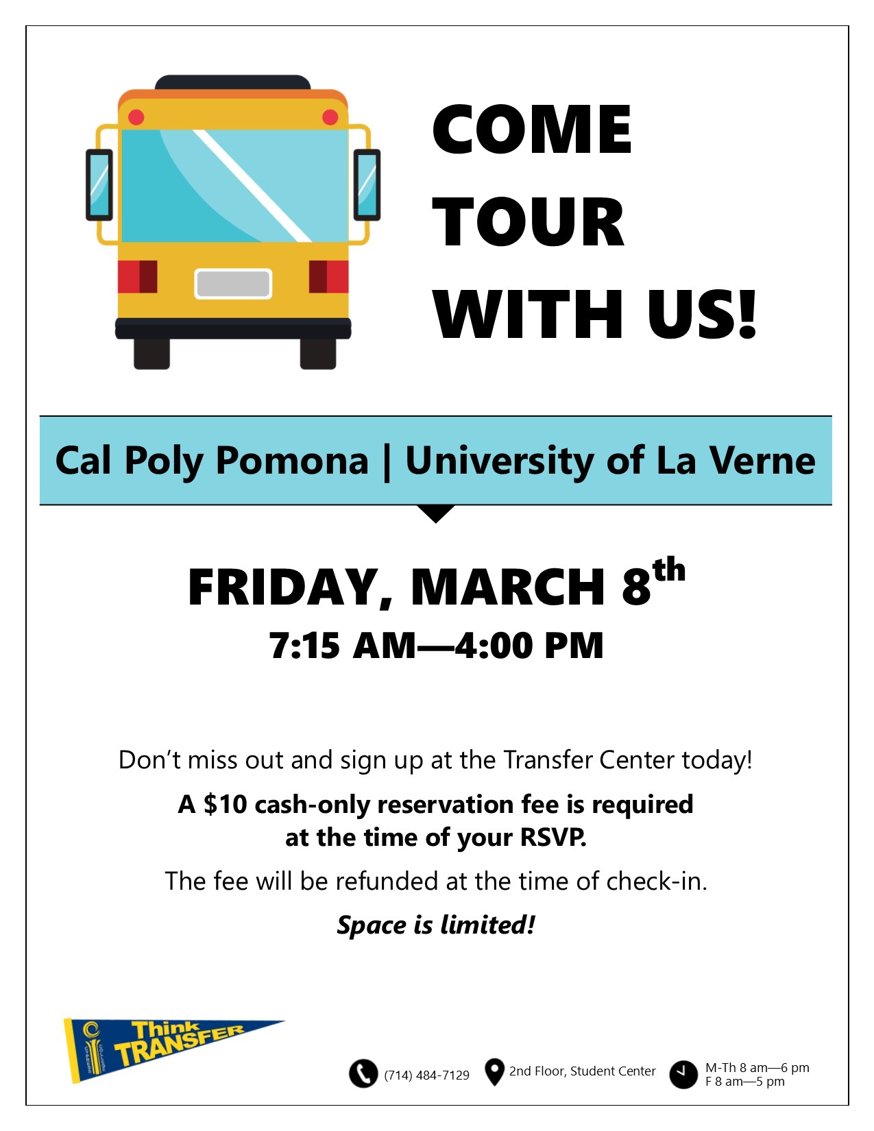 Cal Poly Pomona/University of La Verne Bus Tour flyer