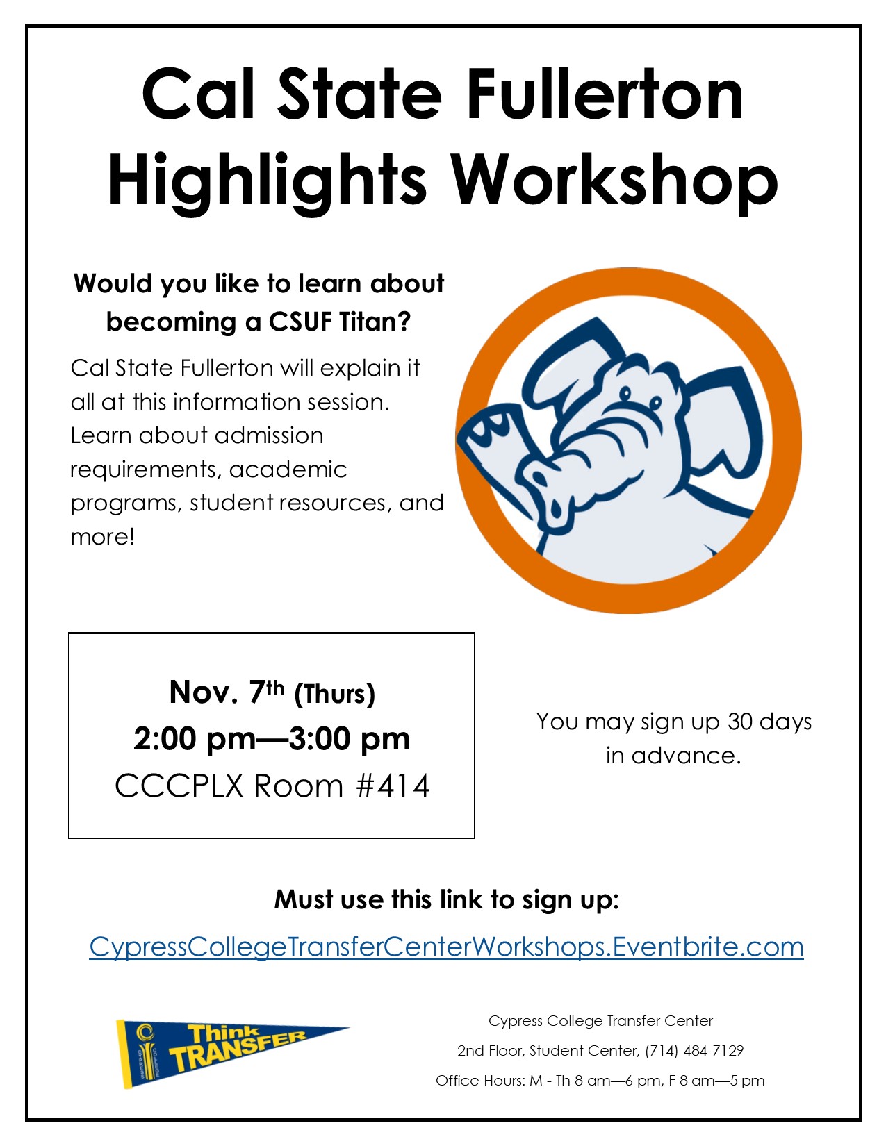 Cal State Fullerton Highlights Workshop flyer