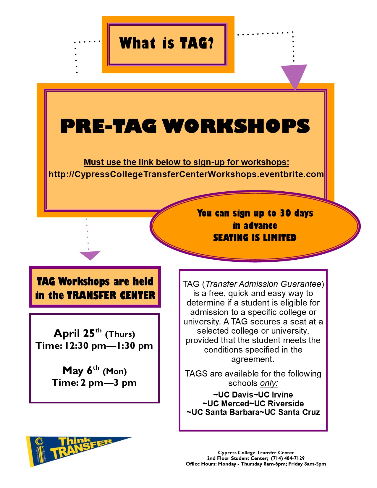 Pre-Tag Workshops flyer