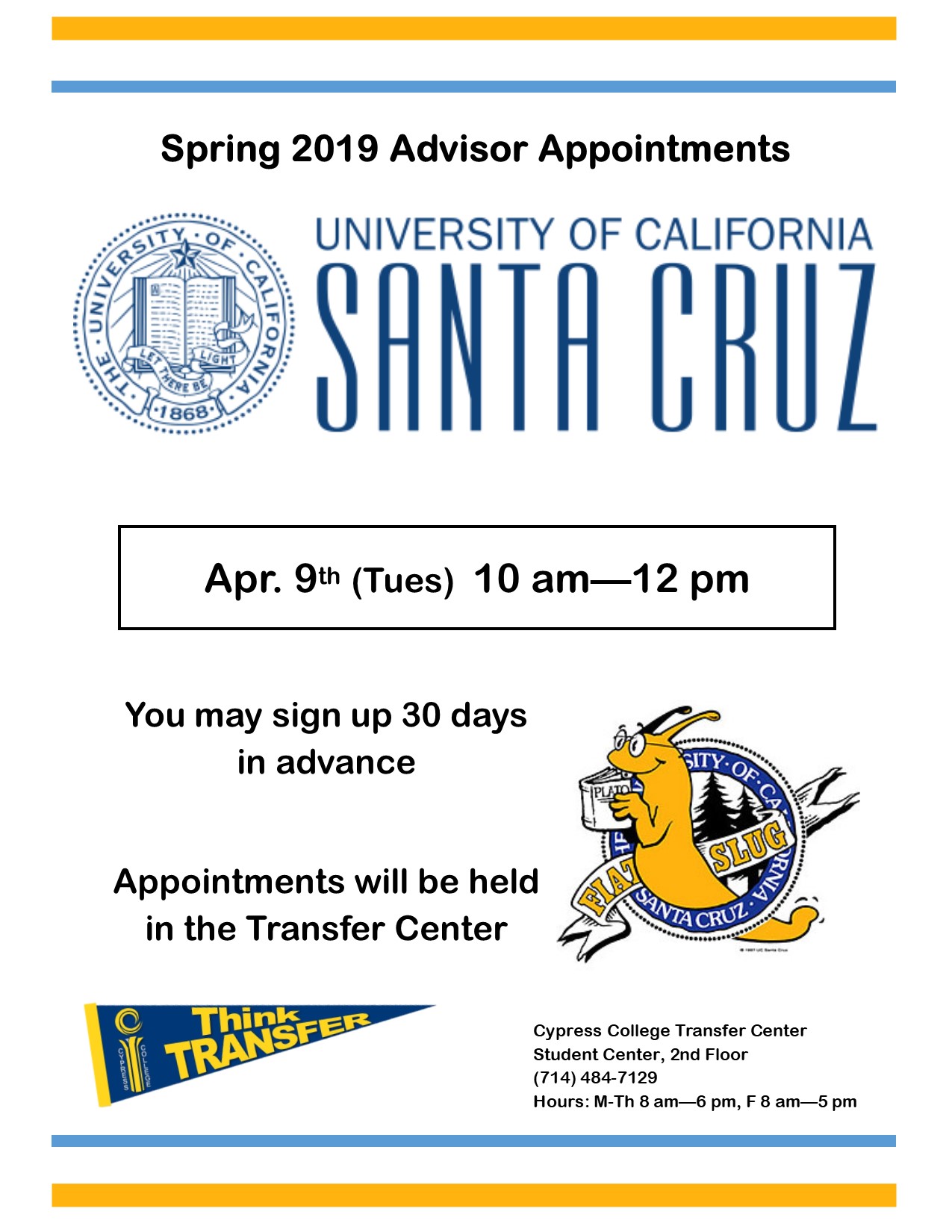 Spring 2019 Advisor Appointments flyer